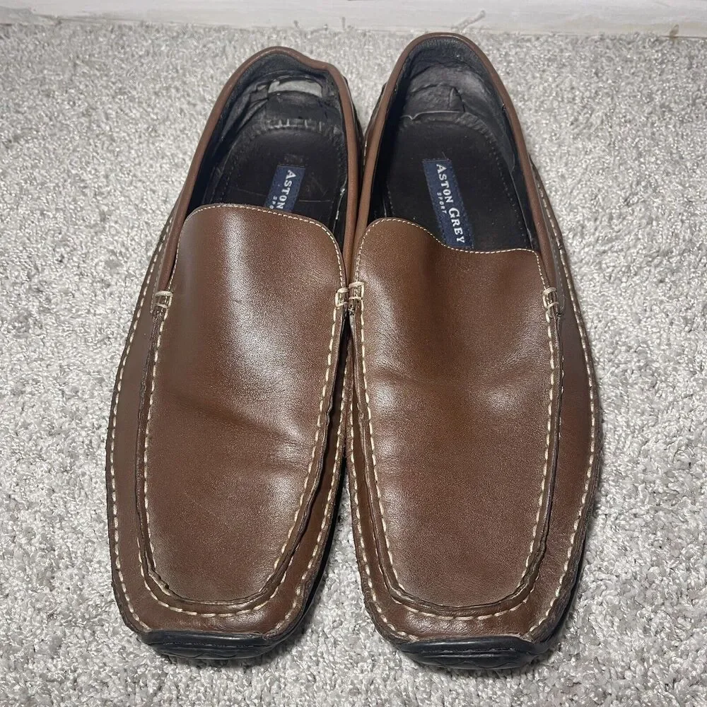 Aston Grey 60661 Brown Leather  Loafers Men’s Size 10